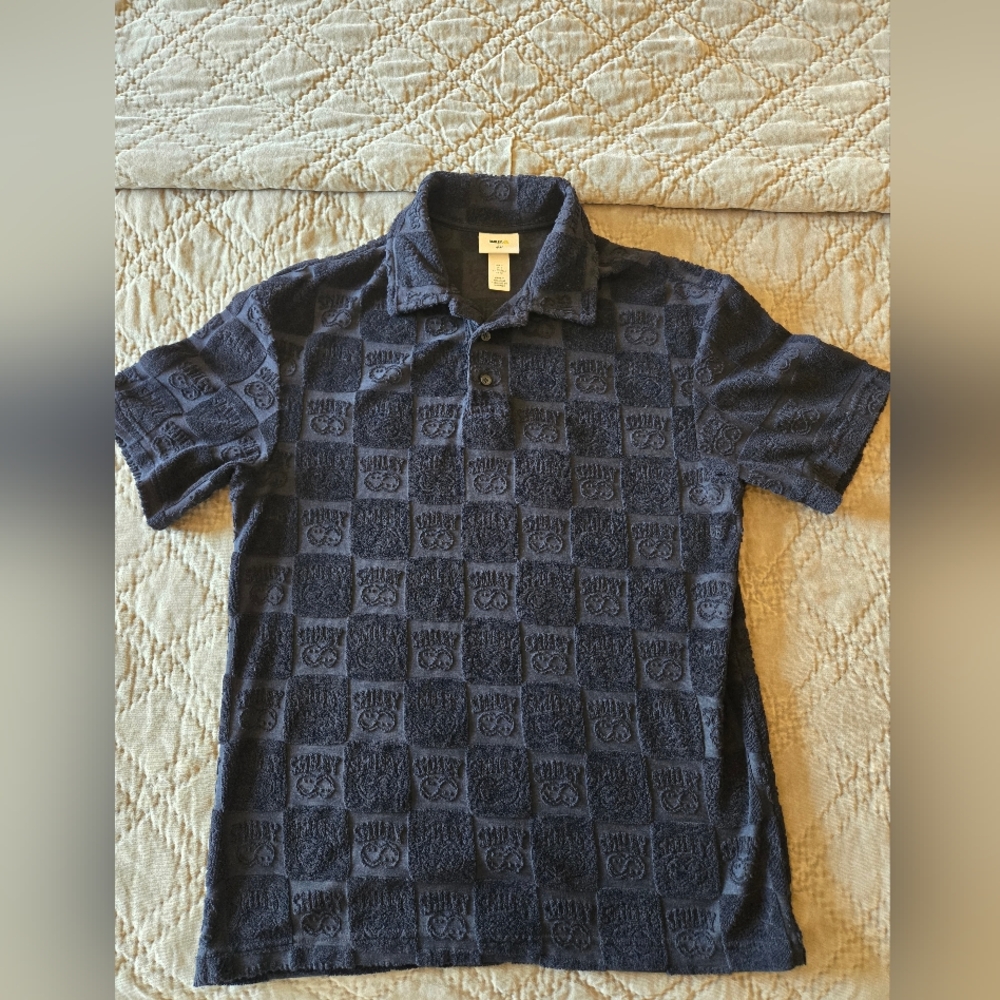 H&M x Smiley Black Embossed Checkered Polo - Small
